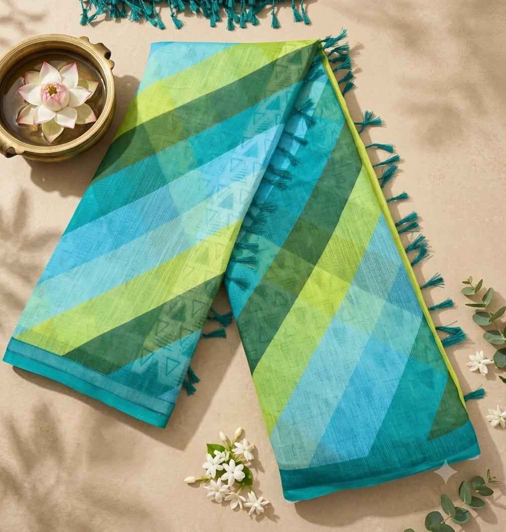 SOFT LINEN DIGITAL PRINTED SAREE 