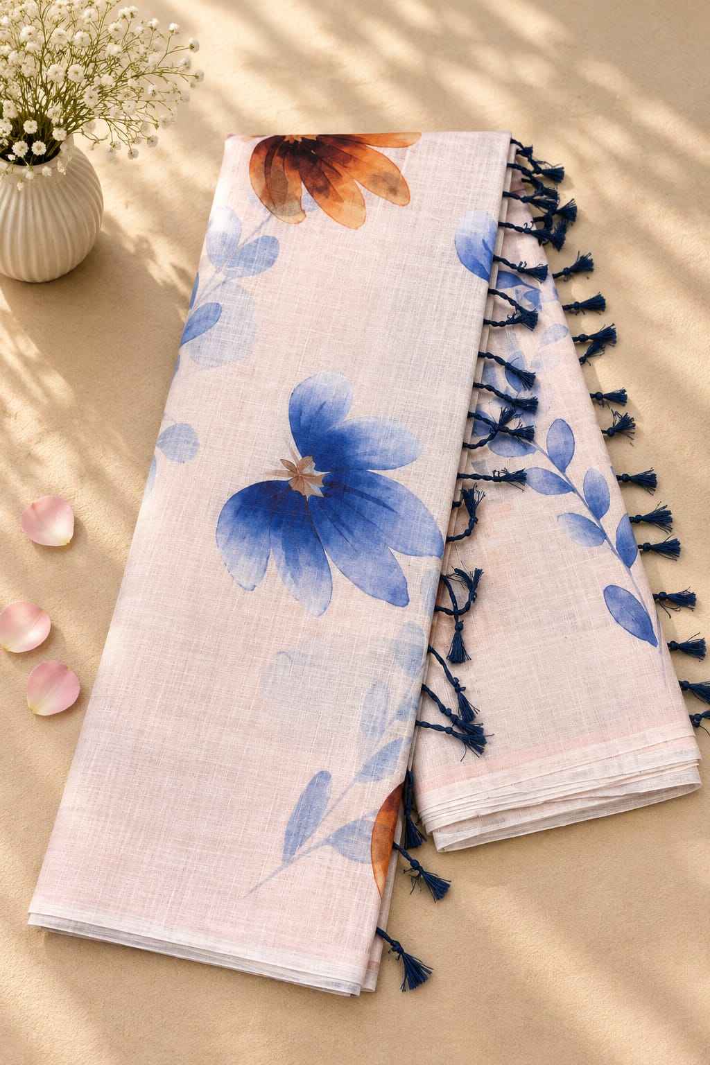 SOFT LINEN DIGITAL PRINTED SAREE 