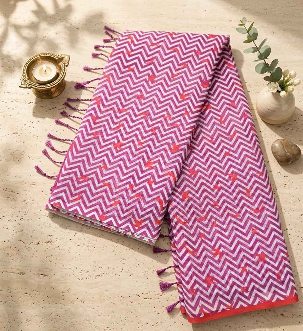 SOFT LINEN DIGITAL PRINTED SAREE 
