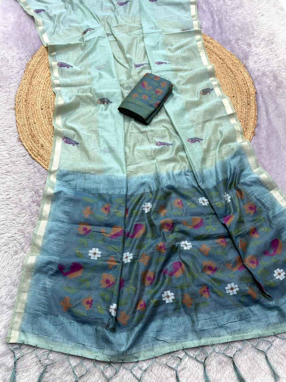 SOFT MOONGA COTTON ZARI WEAVING PAITHANI SAREE 2