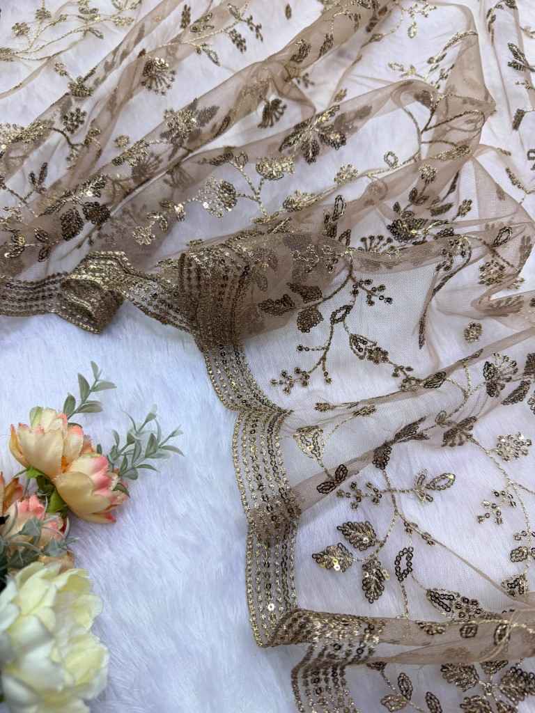 SOFT NET SEQUENCE AND ZARI EMBRODERY WORK SAREE 1