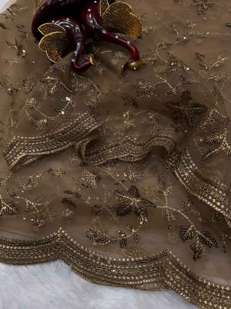 SOFT NET SEQUENCE AND ZARI EMBRODERY WORK SAREE 1