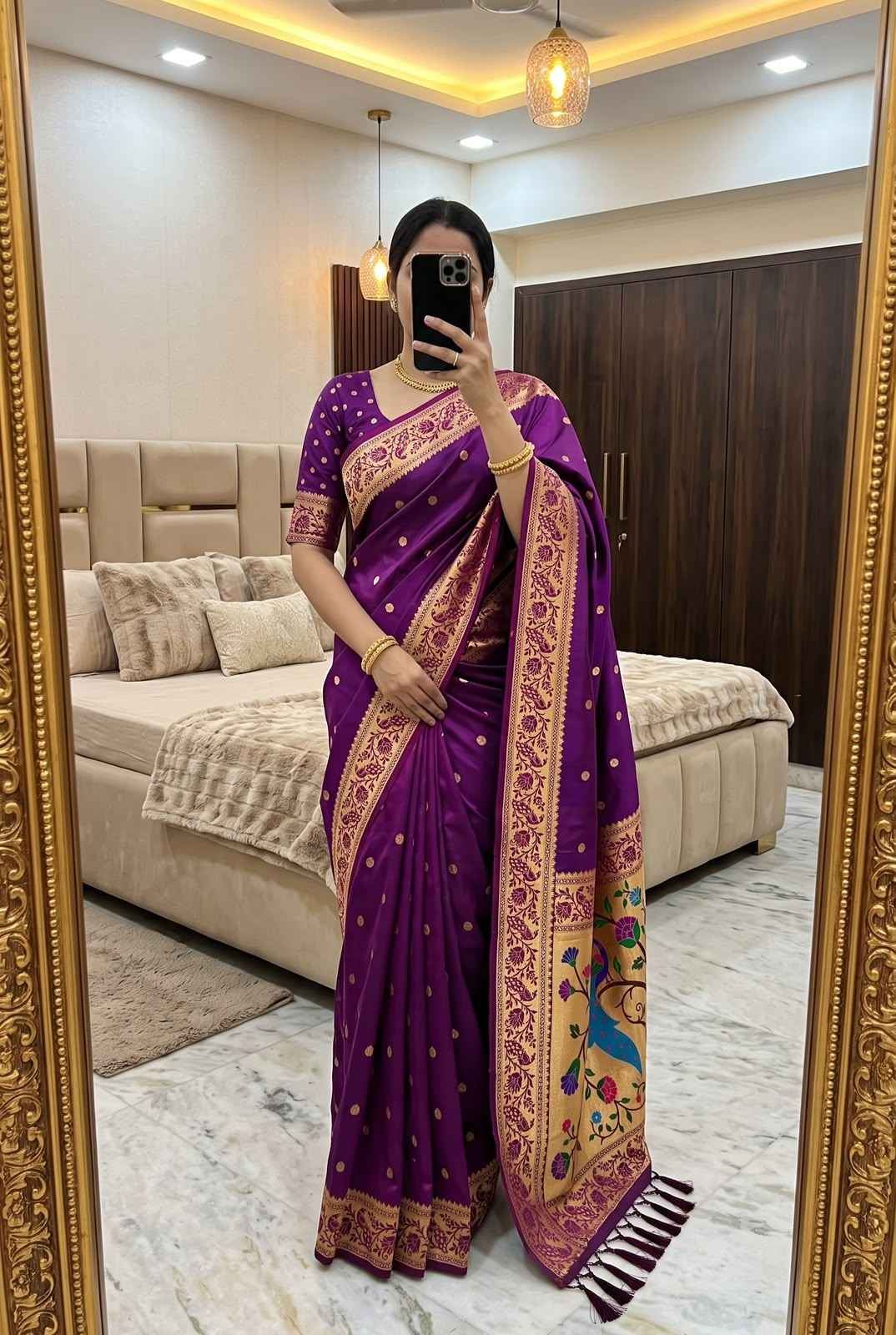 SOFT PETHANI SILK ZARI MEENAKARI WEAVING SAREE
