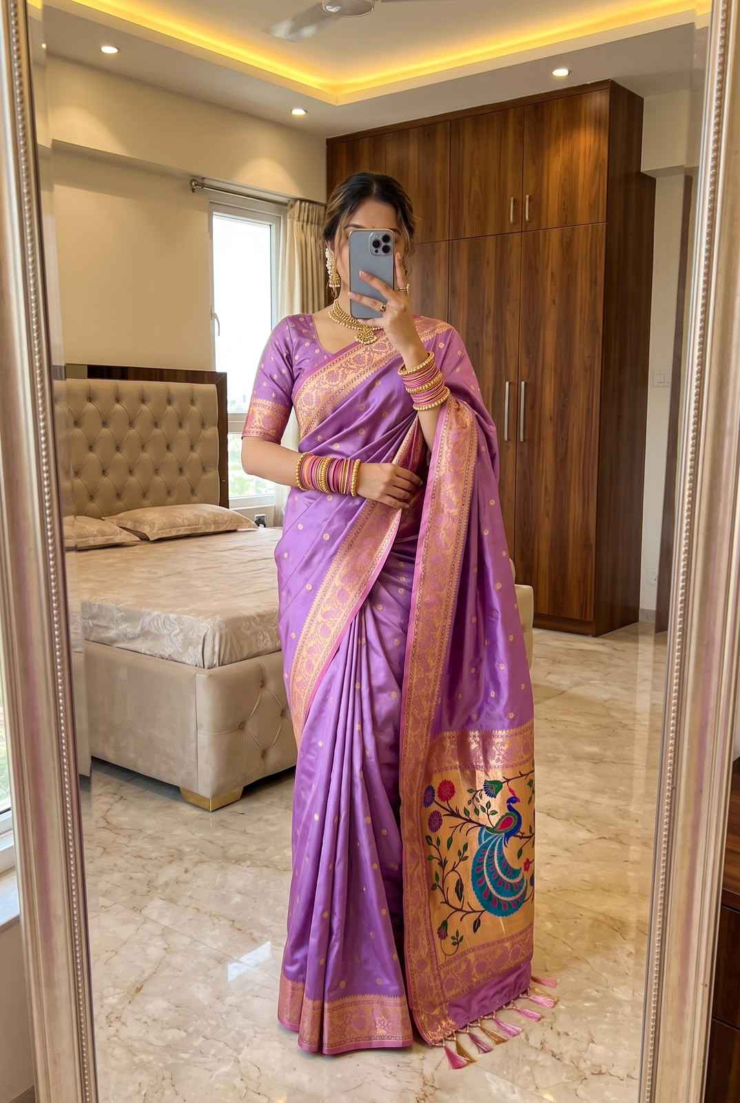 SOFT PETHANI SILK ZARI MEENAKARI WEAVING SAREE
