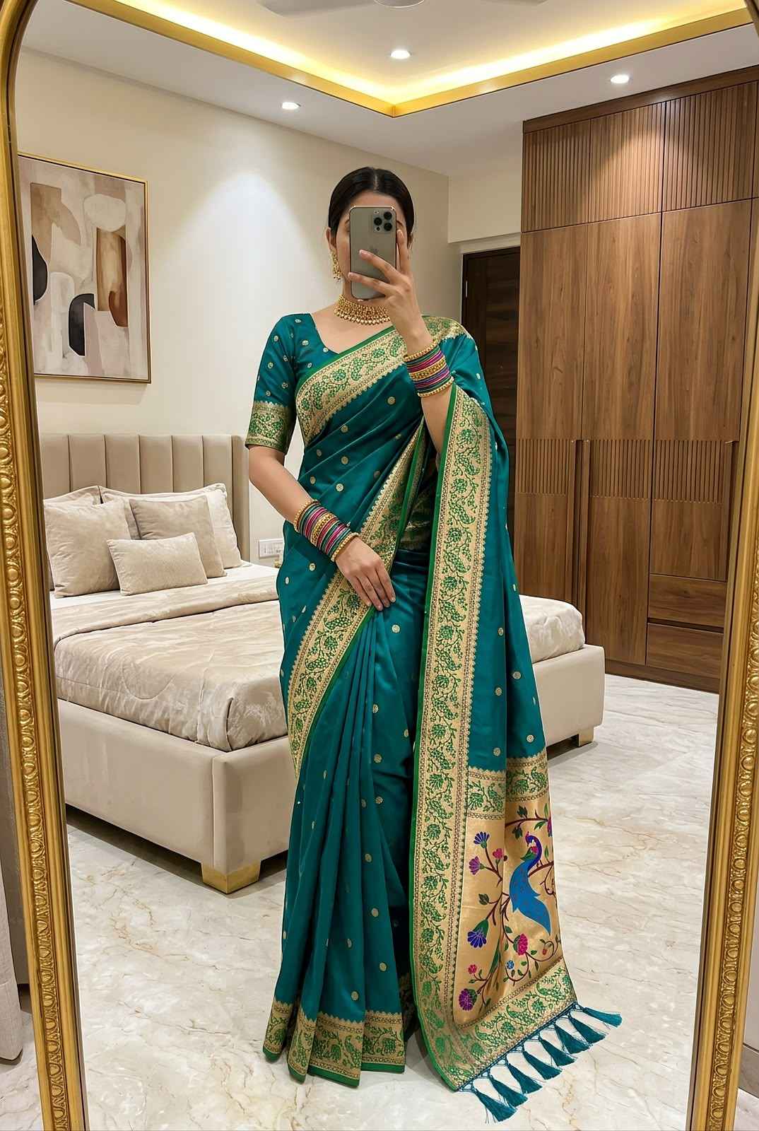 SOFT PETHANI SILK ZARI MEENAKARI WEAVING SAREE
