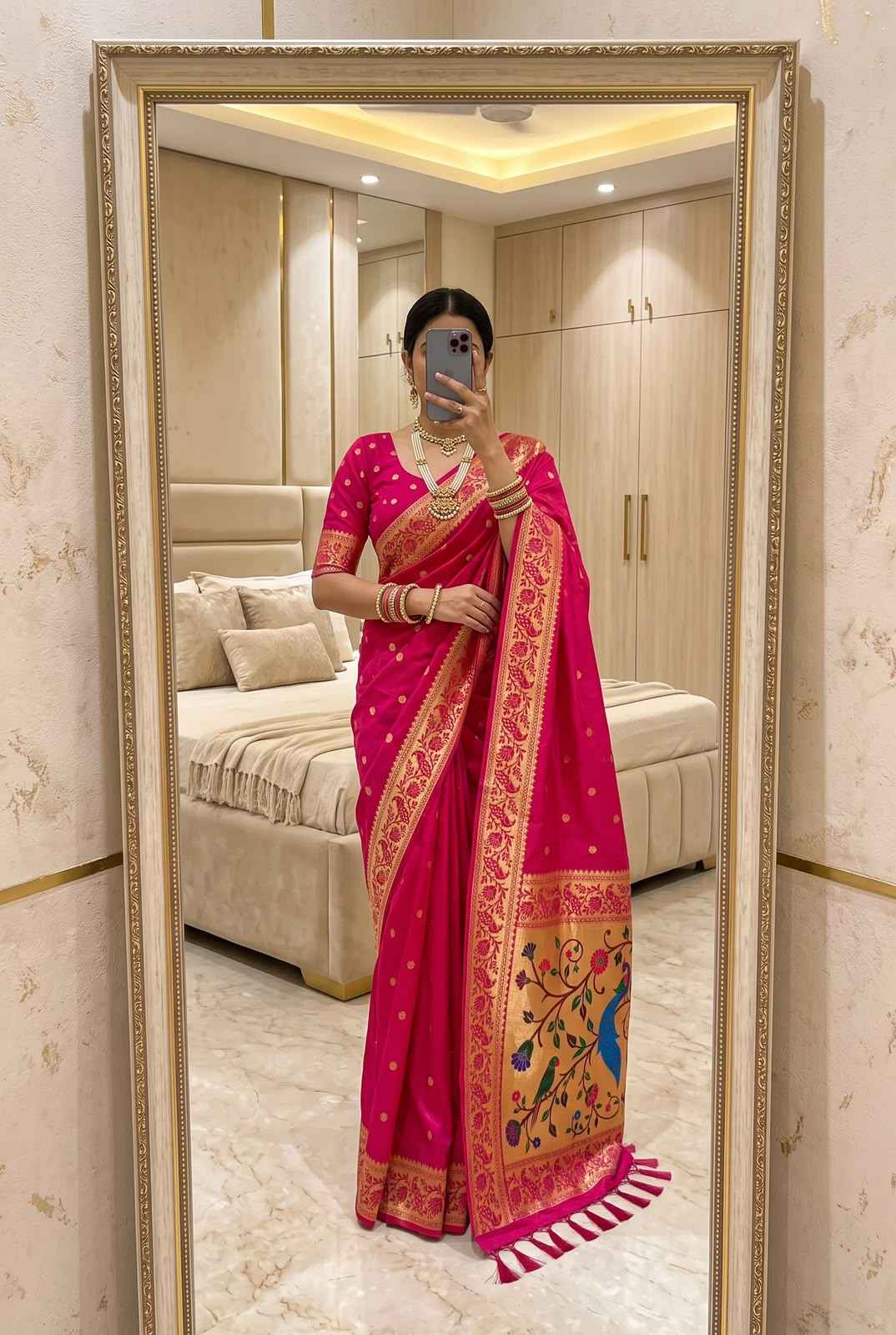 SOFT PETHANI SILK ZARI MEENAKARI WEAVING SAREE
