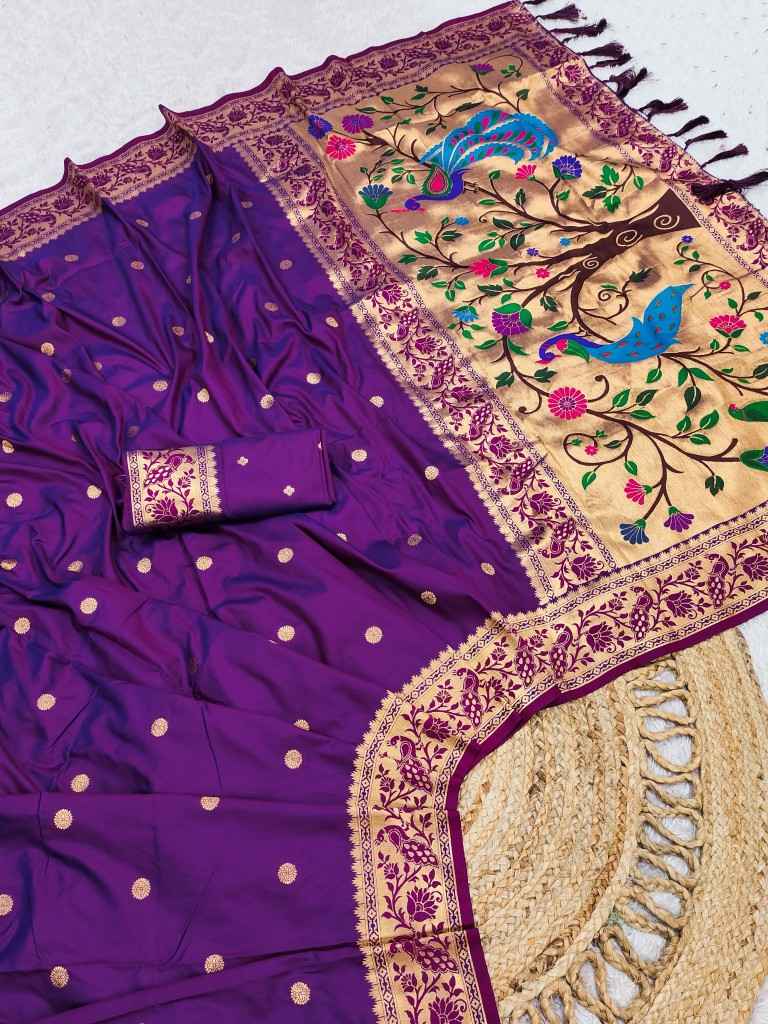 SOFT PETHANI SILK ZARI MEENAKARI WEAVING SAREE