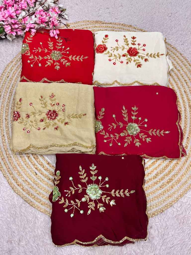SOFT RANGOLI CRUSH MOTI AND RESHAM THREAD WORK SAREE 2