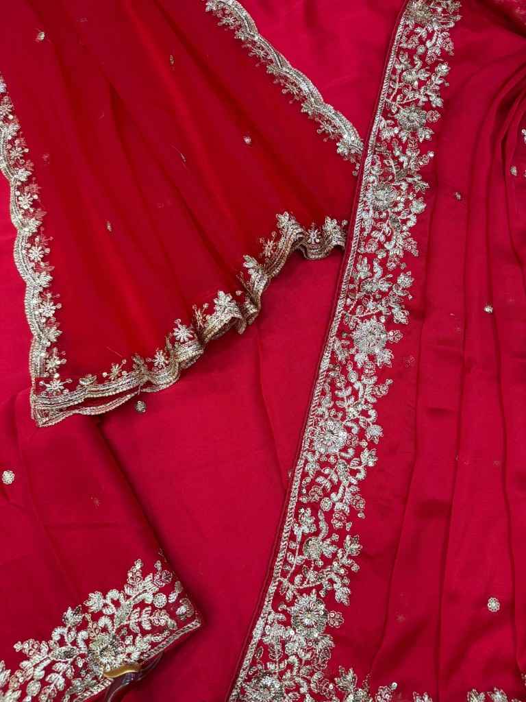 SOFT RANGOLI SILK SEQUENCE EMBROIDERY WORK SAREE WITH DUPATTA
