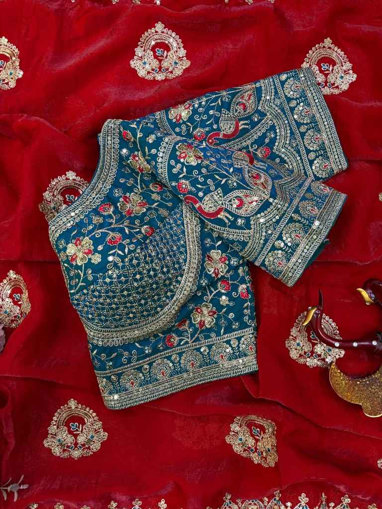 SOFT SPACE SILK SEQUINS & ZARI EMBROIDERY WORK SAREE 3