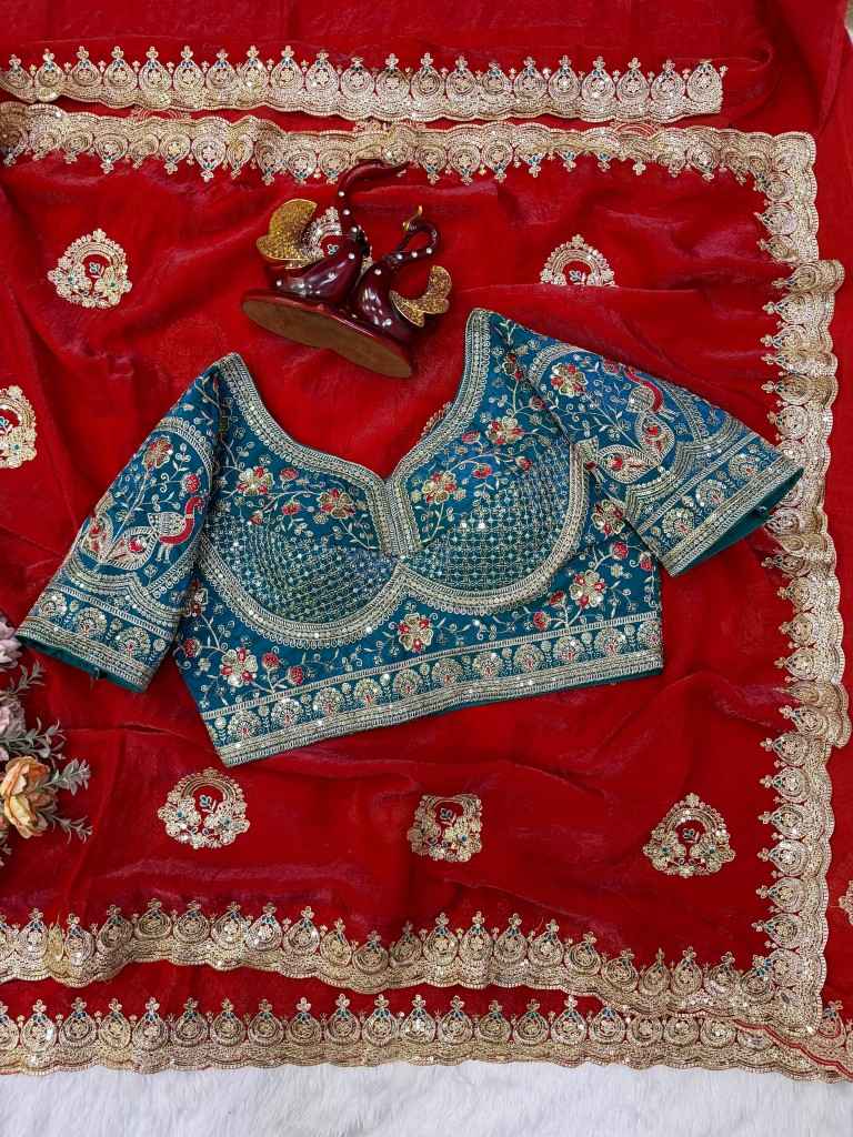 SOFT SPACE SILK SEQUINS & ZARI EMBROIDERY WORK SAREE 3