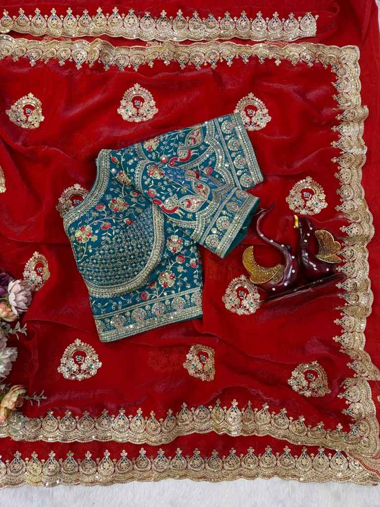 SOFT SPACE SILK SEQUINS & ZARI EMBROIDERY WORK SAREE 3