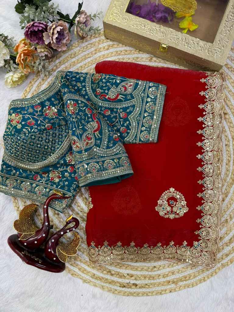 SOFT SPACE SILK SEQUINS & ZARI EMBROIDERY WORK SAREE 3