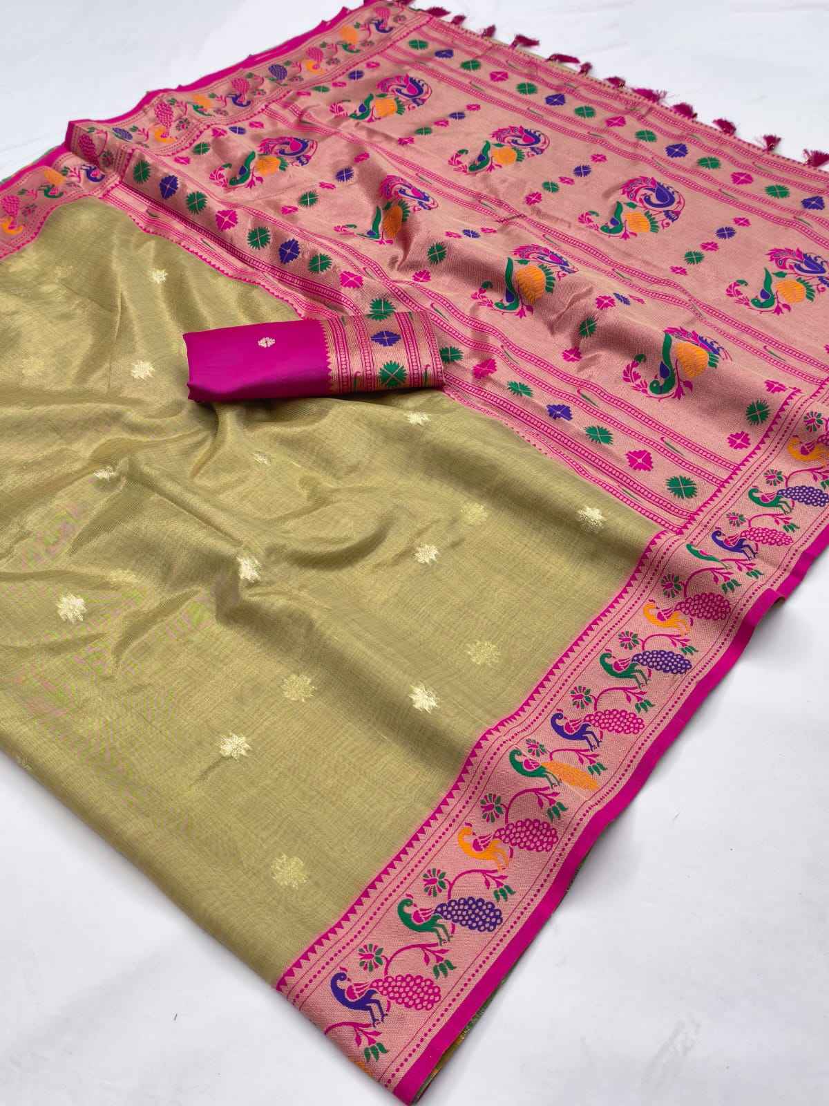 TISSUE PAITHANI MINA ZARI WEAVING WORK SAREE 1