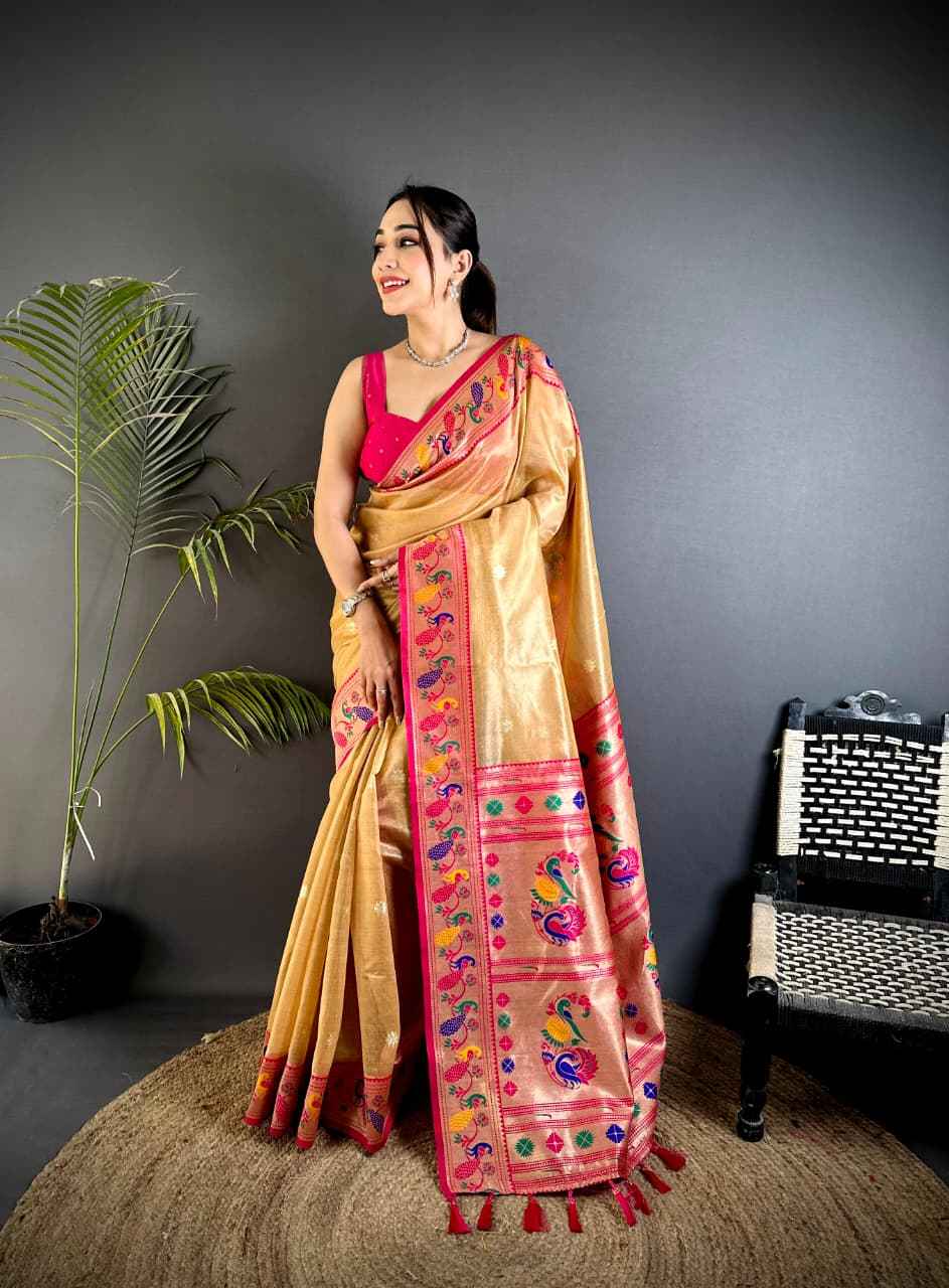 TISSUE PAITHANI MINA ZARI WEAVING WORK SAREE 1