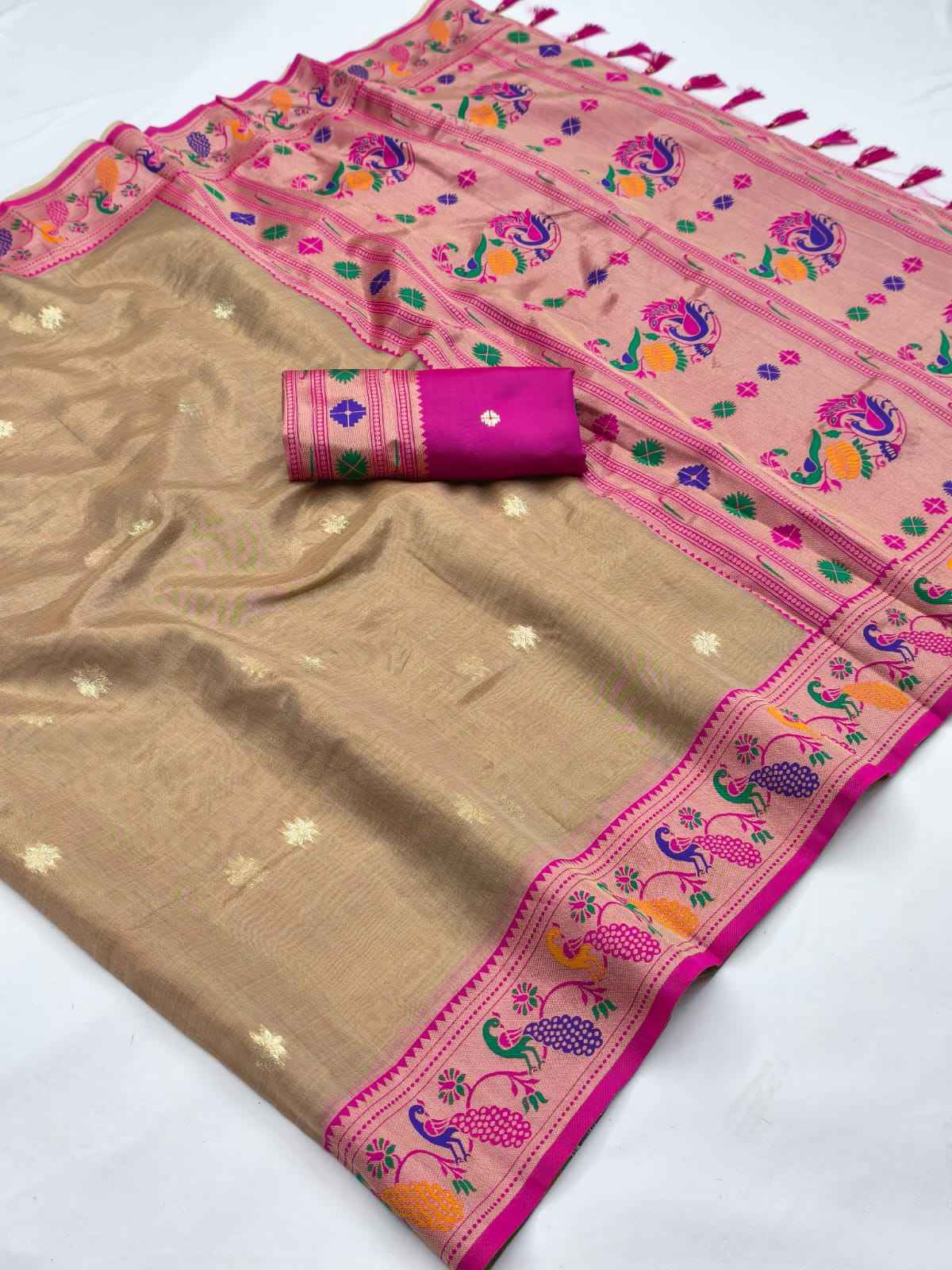 TISSUE PAITHANI MINA ZARI WEAVING WORK SAREE 1