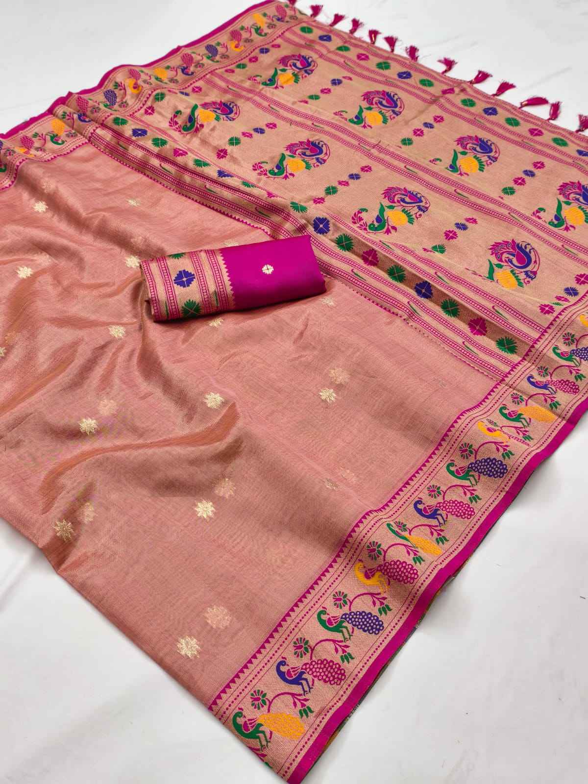TISSUE PAITHANI MINA ZARI WEAVING WORK SAREE 1