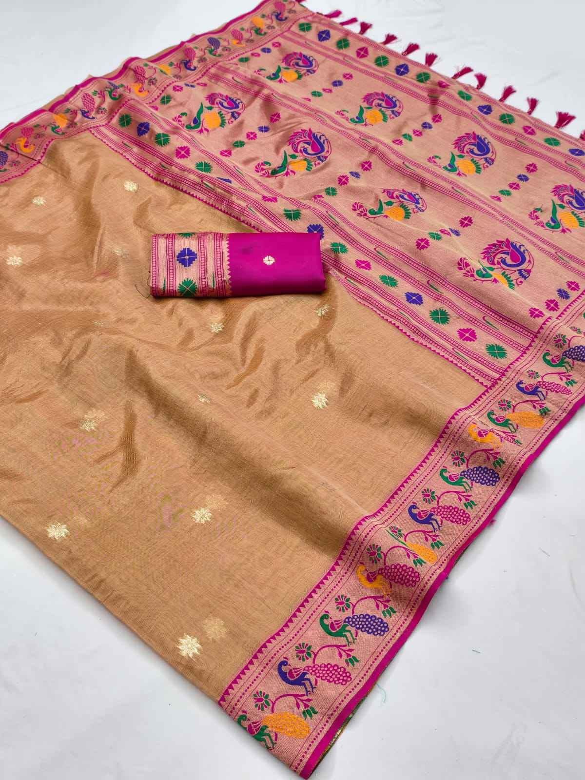 TISSUE PAITHANI MINA ZARI WEAVING WORK SAREE 1