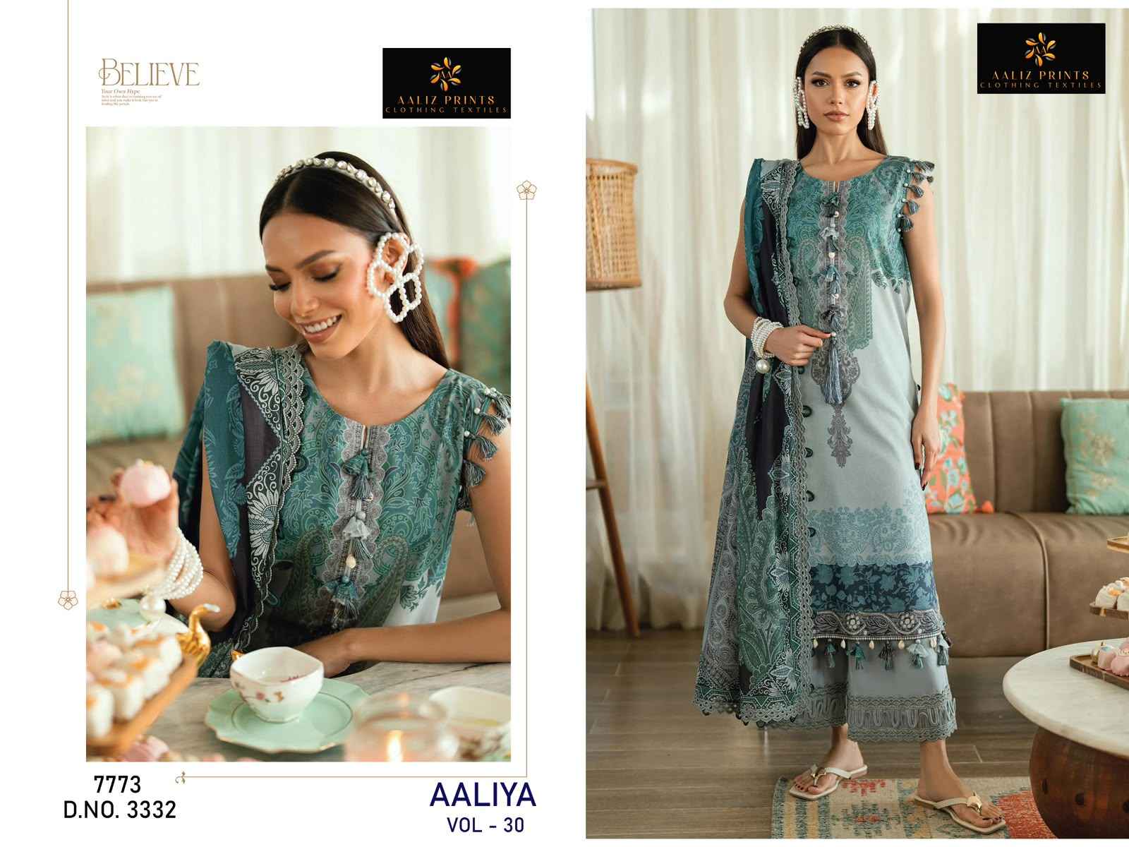 AALIZ PRINT AALIYA VOL-30 SOFT COTTON‎‎ PAKISTANI READYMADE SUIT