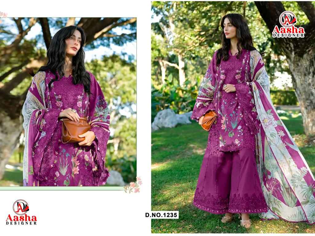 AASHA DESGNER D NO 1235 & 1236 PURE COTTON PAKISTANI DRESS MATERIAL 