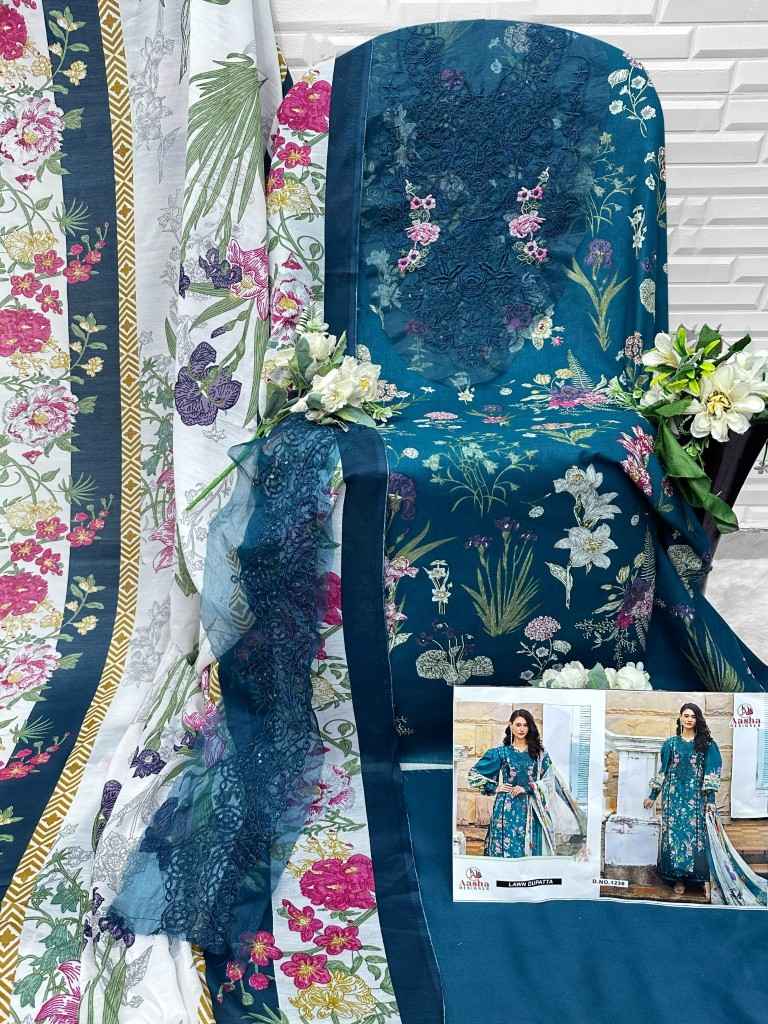 AASHA DESGNER D NO 1235 & 1236 PURE COTTON PAKISTANI DRESS MATERIAL 