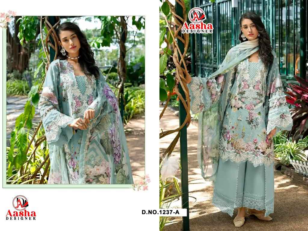 AASHA DESGNER D NO 1237AB PURE COTTON PAKISTANI DRESS MATERIAL 
