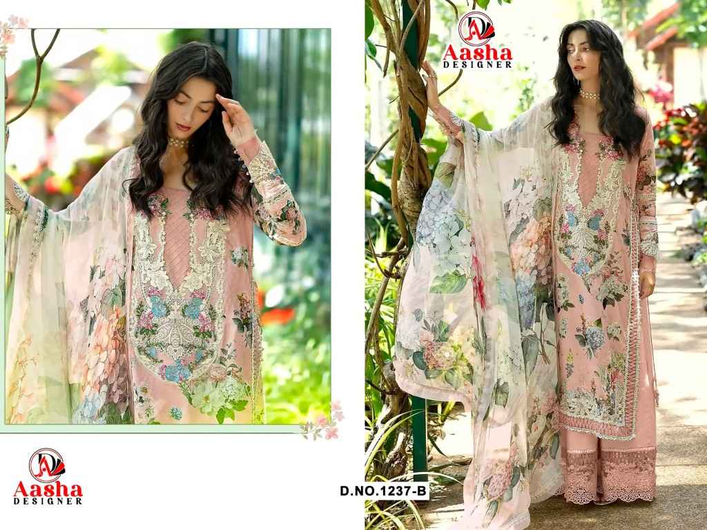 AASHA DESGNER D NO 1237AB PURE COTTON PAKISTANI DRESS MATERIAL 