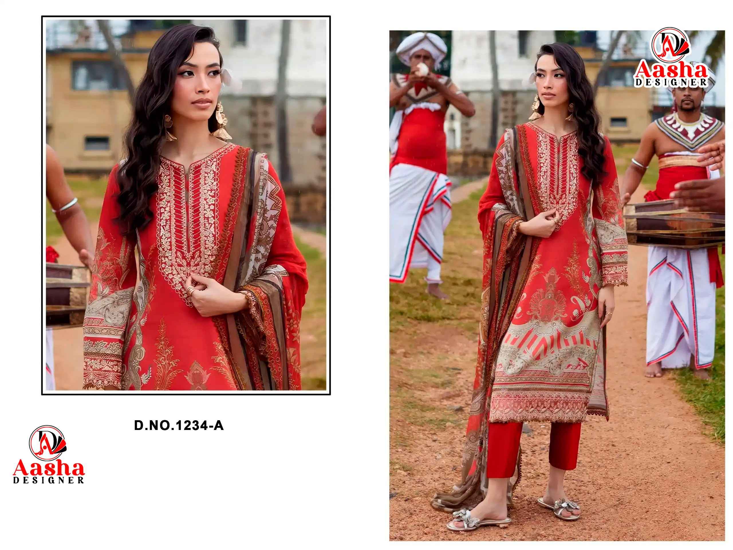 AASHA DESIGNER D.NO 1234 PURE COTTON PAKISTANI DRESS MATERIAL