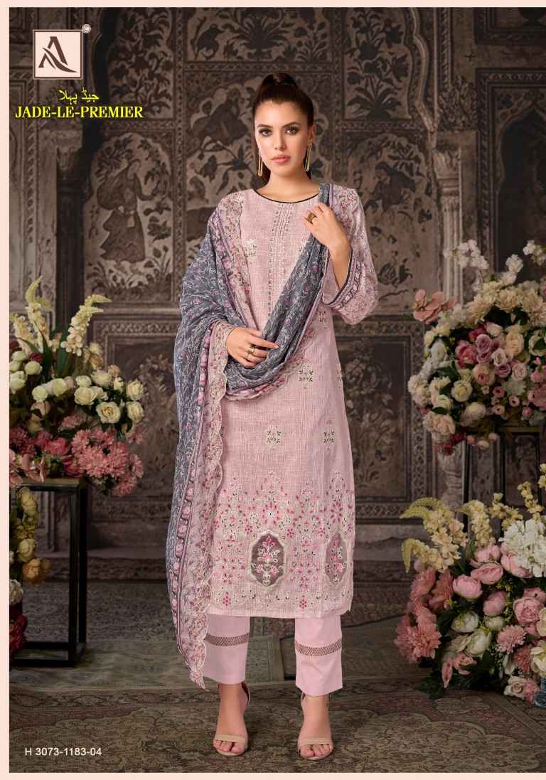 ALOK JADE LE PREMIER PURE CAMBRIC COTTON LINEN PAKISTANI DRESS MATERIAL