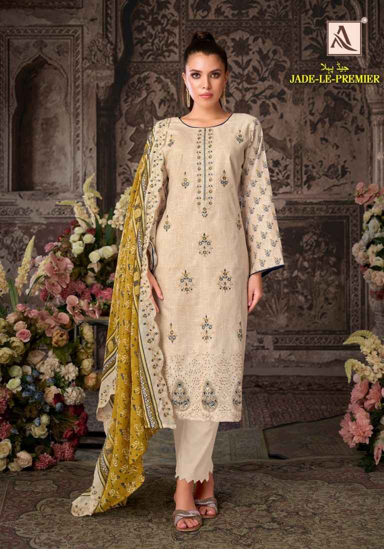 ALOK JADE LE PREMIER PURE CAMBRIC COTTON LINEN PAKISTANI DRESS MATERIAL