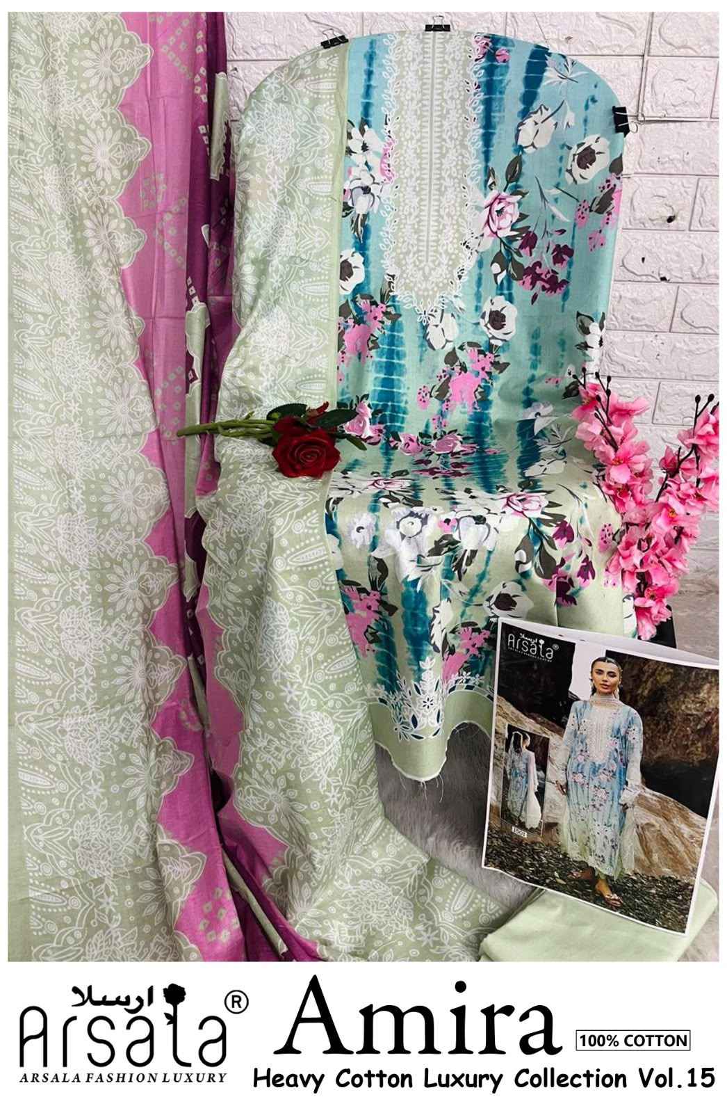 ARSALA AMIRA VOL-15 HEAVY LAWN COTTON PRINTED DRESS MATERIAL