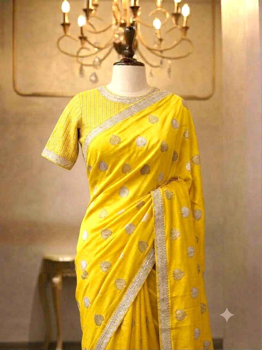BANARASI GEORGETTE SILK ZARI WEAVING LEAF MOFTIS SAREE
