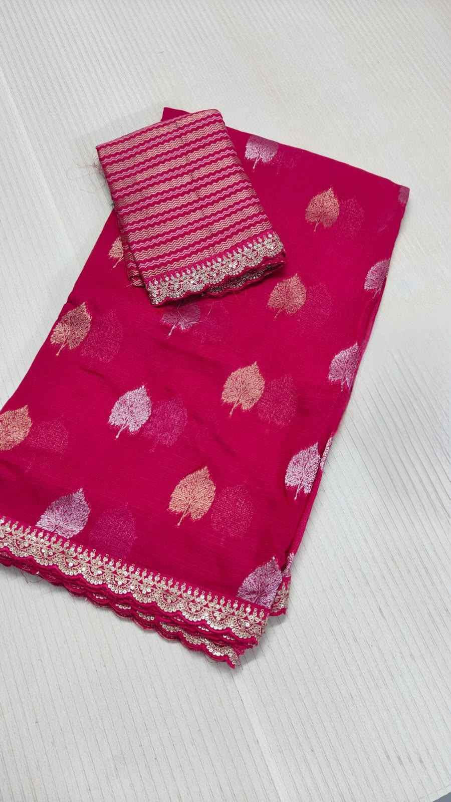 BANARASI GEORGETTE SILK ZARI WEAVING LEAF MOFTIS SAREE