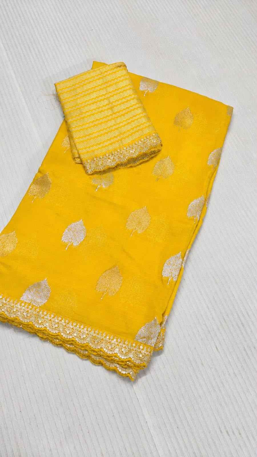 BANARASI GEORGETTE SILK ZARI WEAVING LEAF MOFTIS SAREE