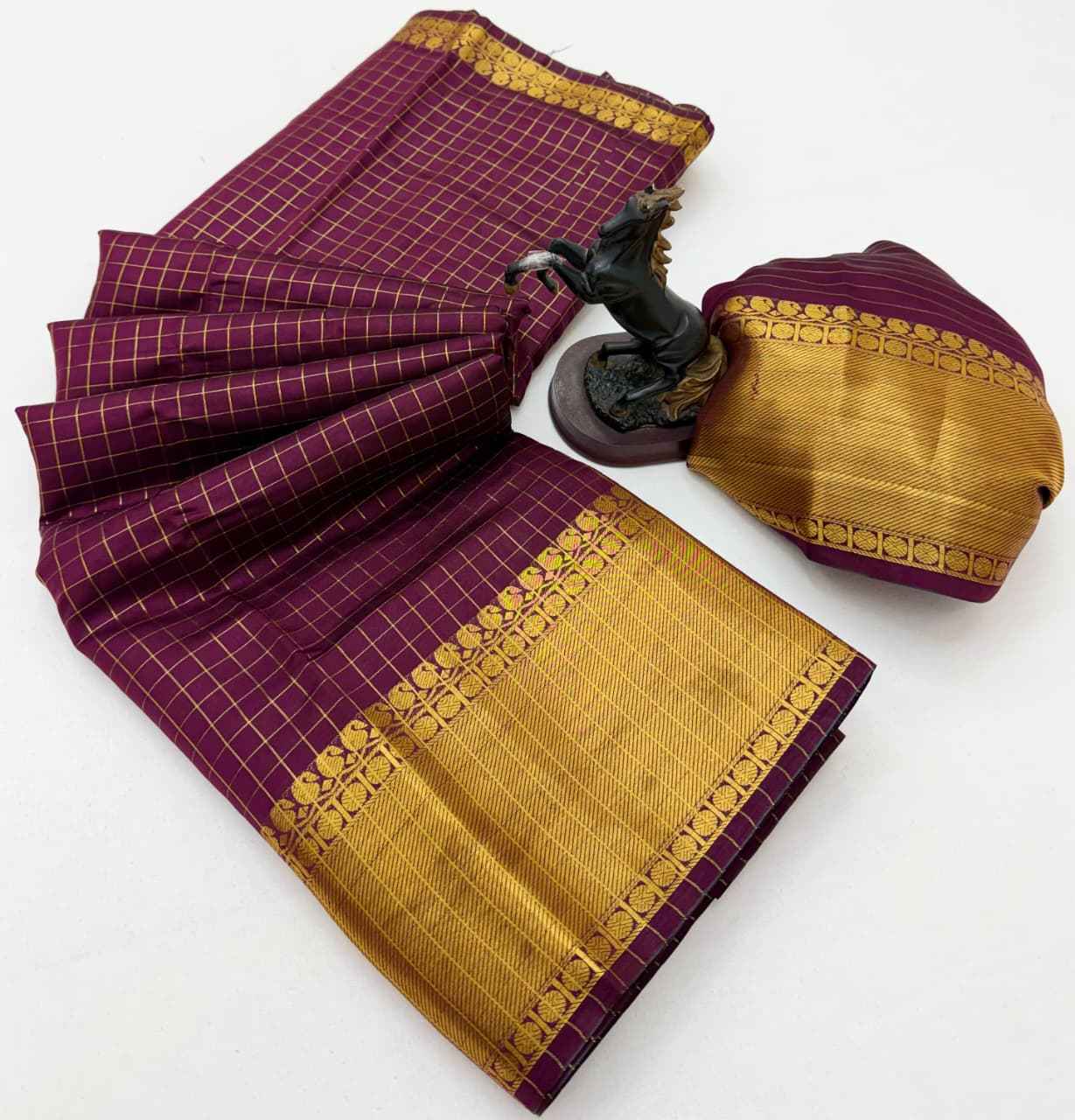 BANARASI KATAN SILK COPPER ZARI WEAVING SAREE 