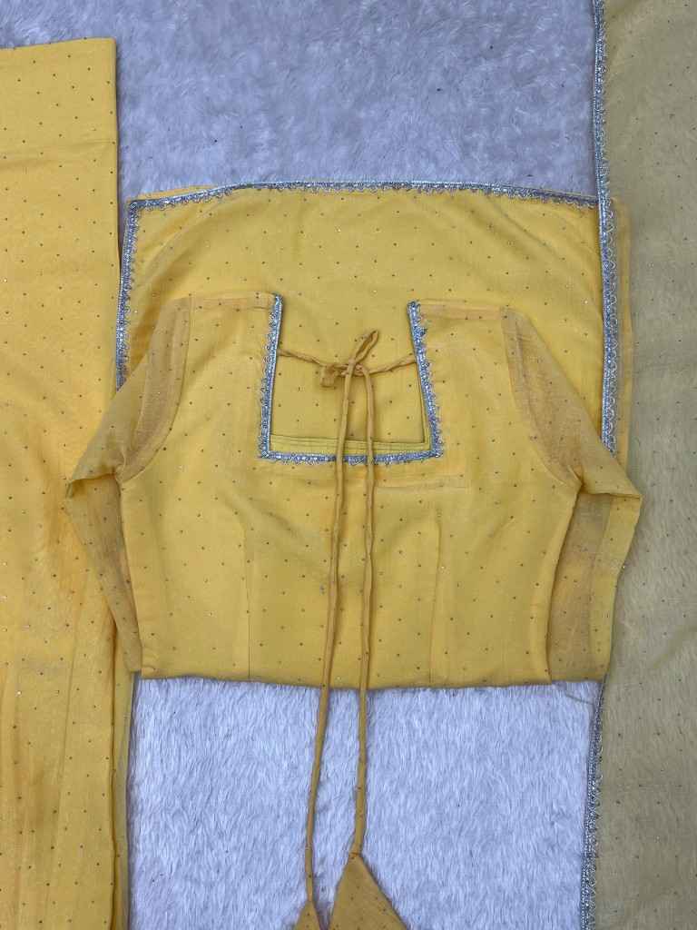 CRUNCHY SILK SIROSKI WORK FARSHI SALWAR SUIT