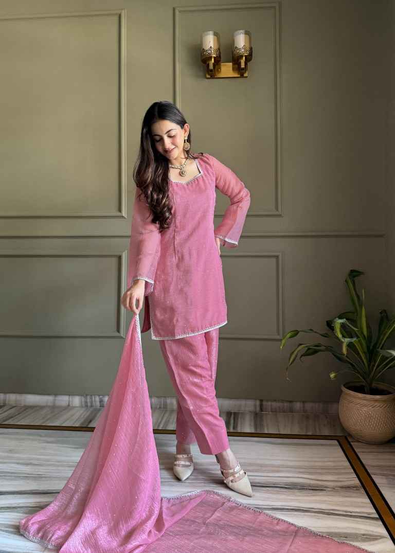 CRUNCHY SILK SIROSKI WORK FARSHI SALWAR SUIT