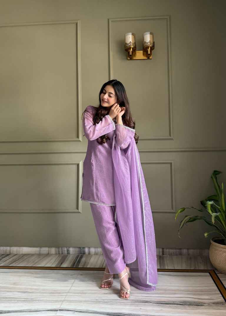 CRUNCHY SILK SIROSKI WORK FARSHI SALWAR SUIT