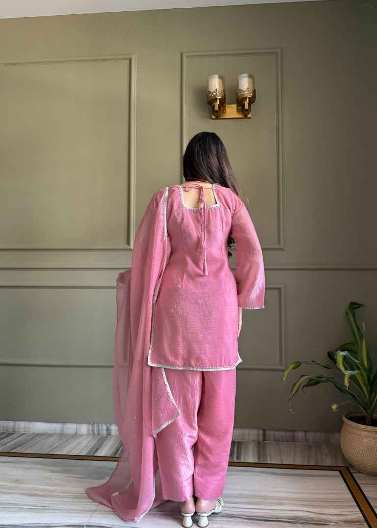 CRUNCHY SILK SIROSKI WORK FARSHI SALWAR SUIT