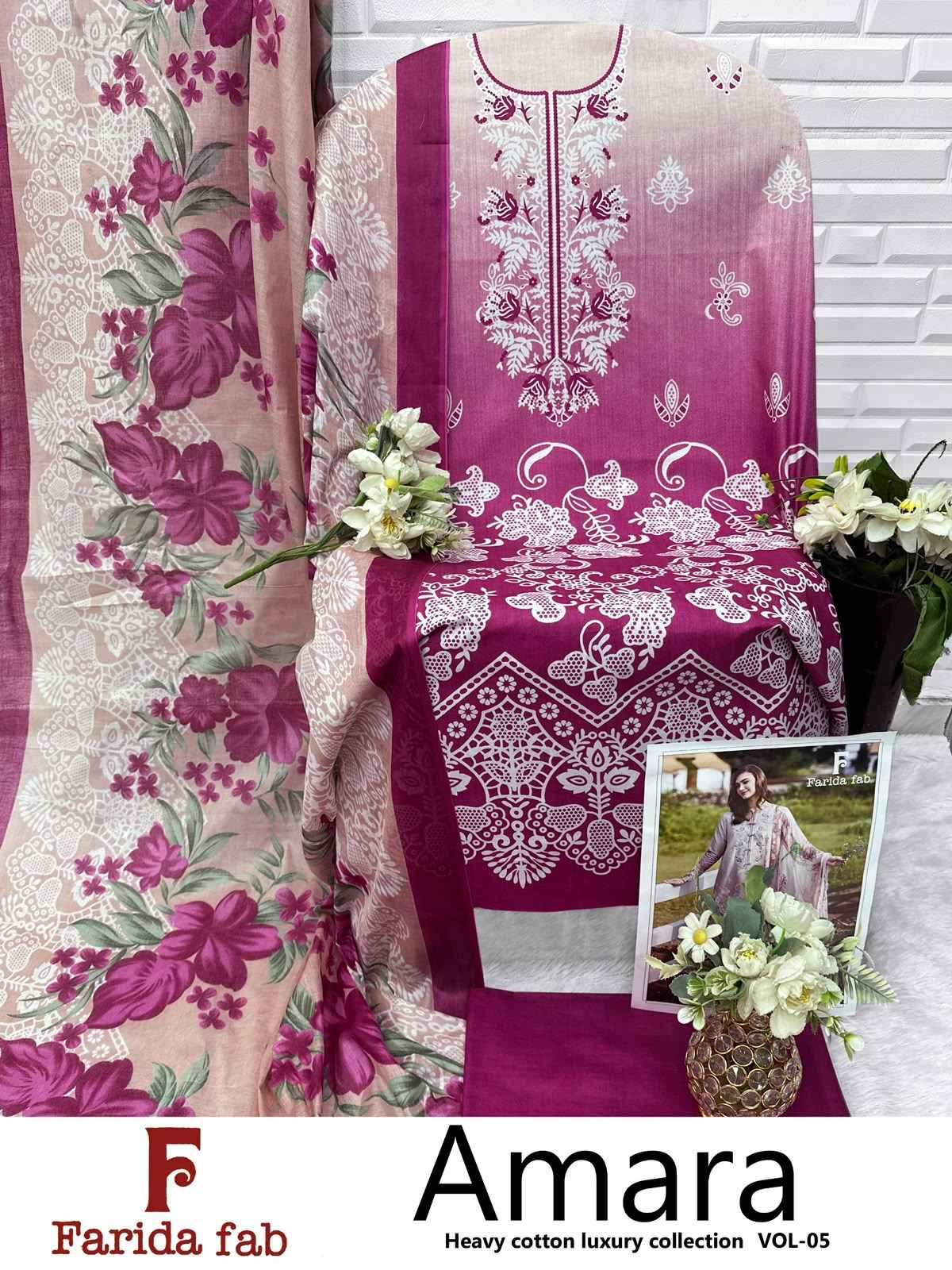 FARIDA FAB AMARA VOL-5 COTTON PRINTED DRESS MATERIAL 