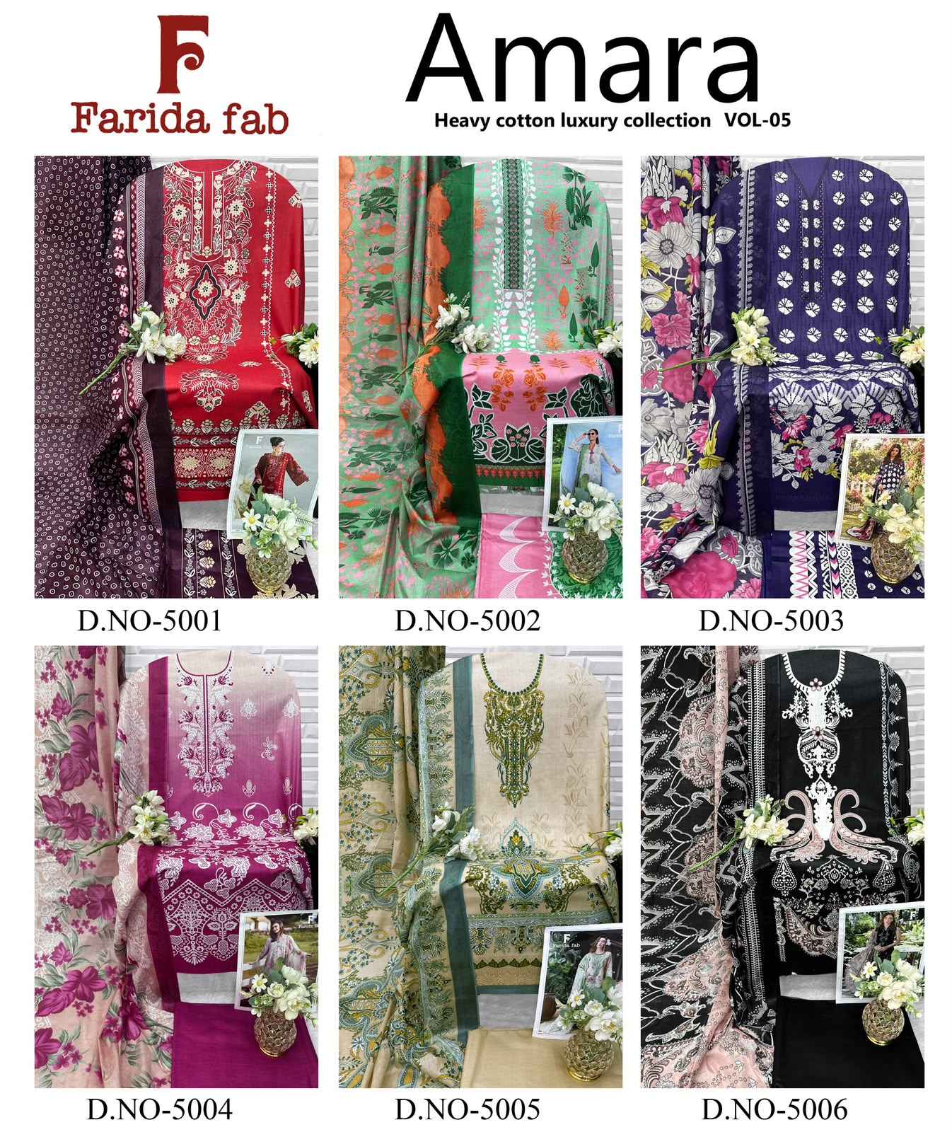 FARIDA FAB AMARA VOL-5 COTTON PRINTED DRESS MATERIAL 