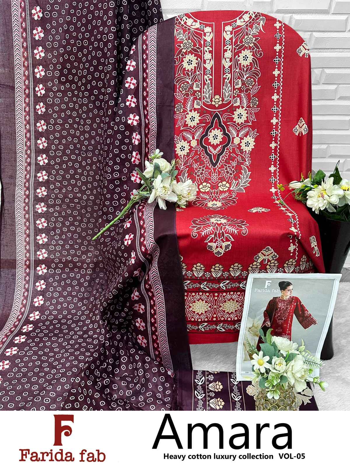FARIDA FAB AMARA VOL-5 COTTON PRINTED DRESS MATERIAL 