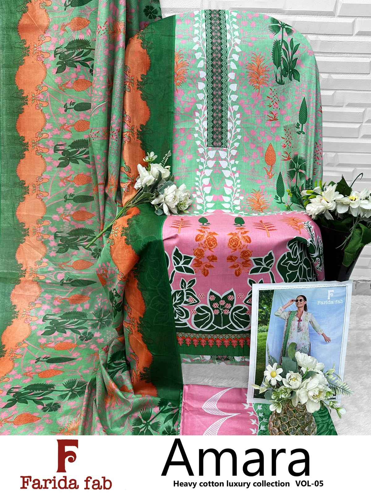 FARIDA FAB AMARA VOL-5 COTTON PRINTED DRESS MATERIAL 