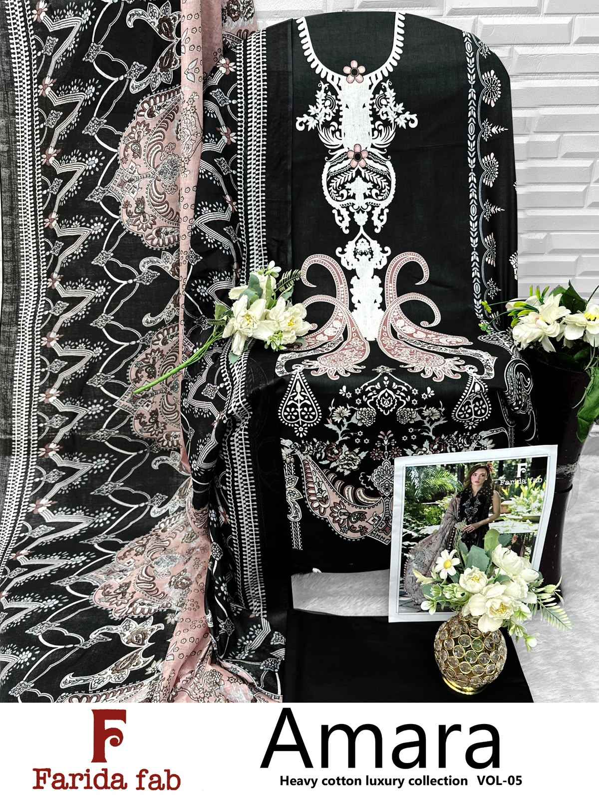 FARIDA FAB AMARA VOL-5 COTTON PRINTED DRESS MATERIAL 