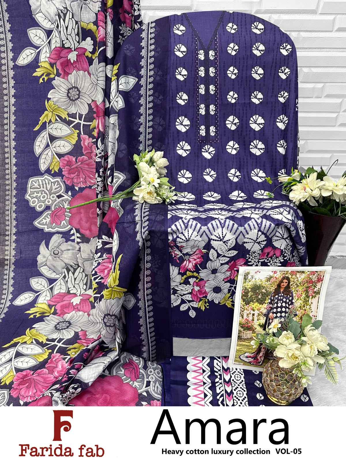 FARIDA FAB AMARA VOL-5 COTTON PRINTED DRESS MATERIAL 