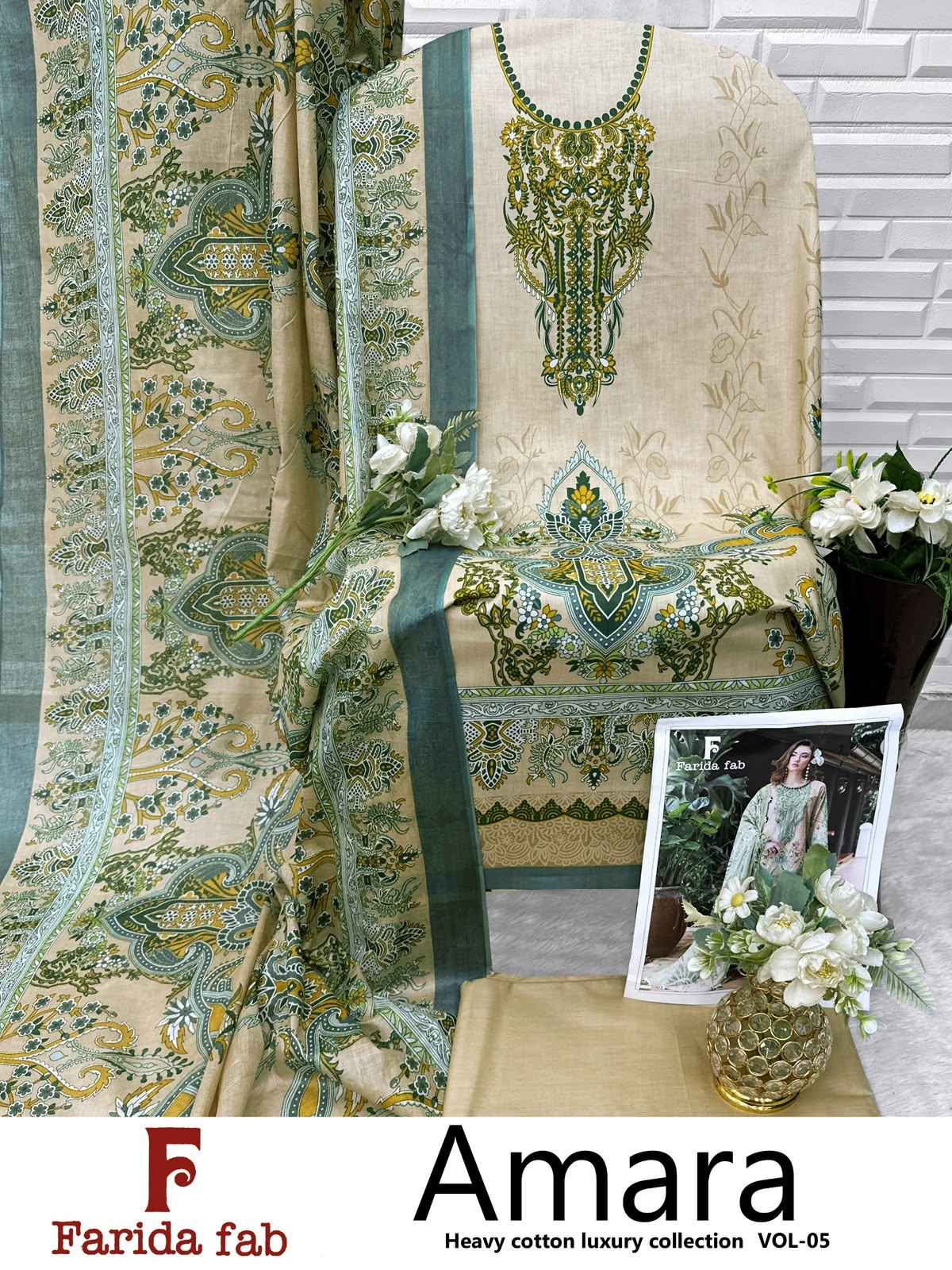 FARIDA FAB AMARA VOL-5 COTTON PRINTED DRESS MATERIAL 