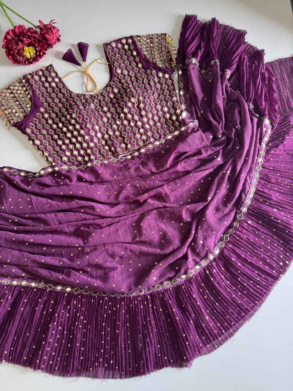 FAUX GEORGETTE HEAVY 5MM SEQUINS EMBROIDERY WORK SAREE