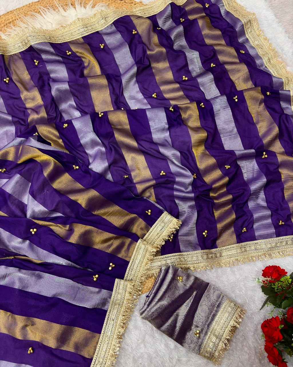 GEORGETTE TISSUE SILK GHUNGHROO HANDWORK SAREE