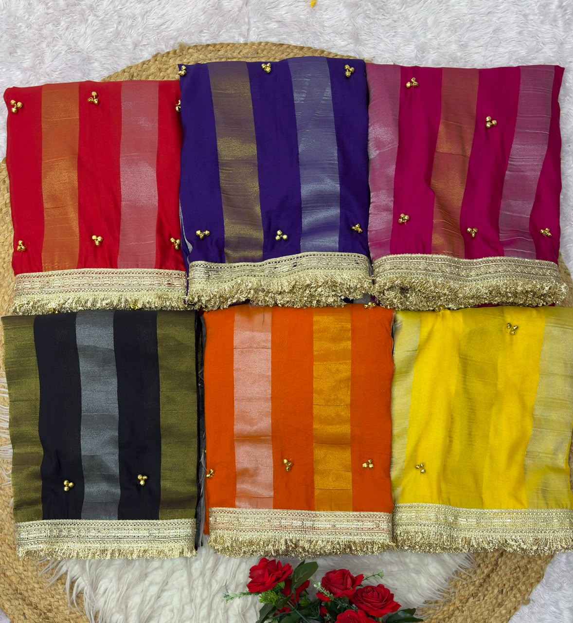 GEORGETTE TISSUE SILK GHUNGHROO HANDWORK SAREE