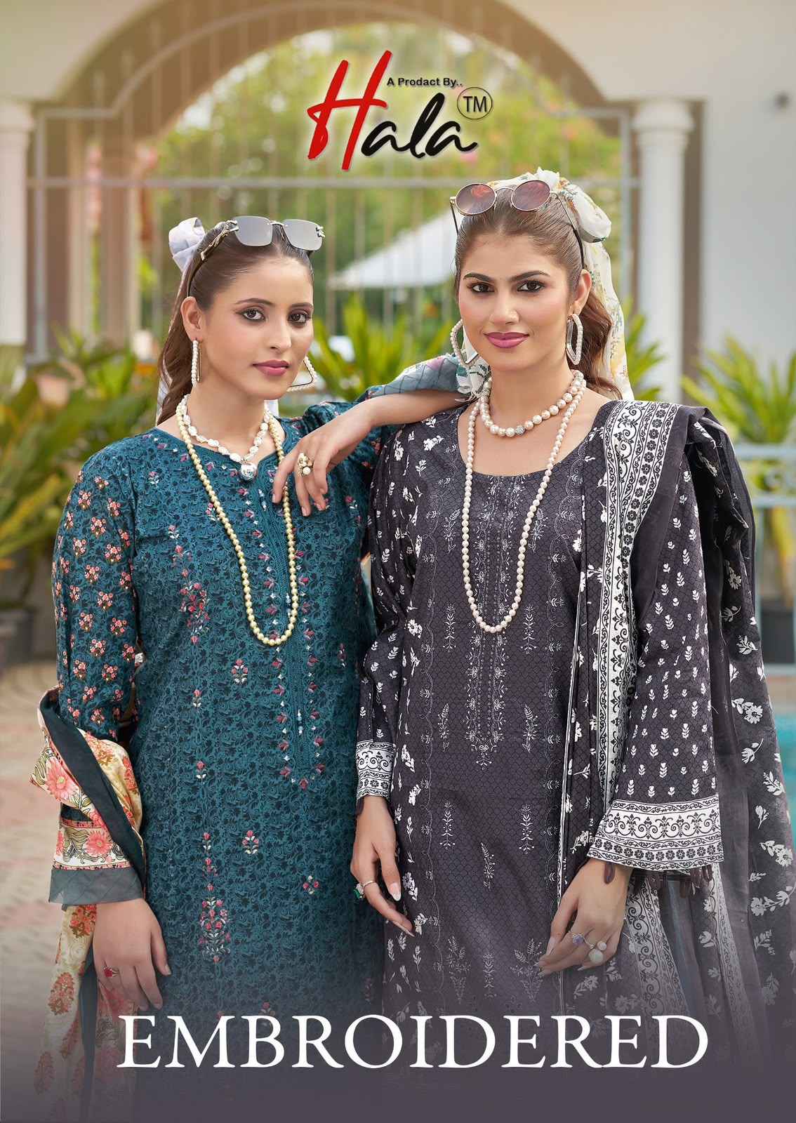 HALA EMBROIDERED PURE LAWN SELF EMBROIDERED WORK DRESS MATERIAL